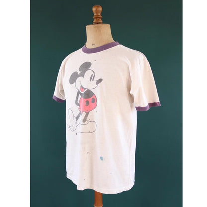 Vintage 1980s thrashed Mickey t shirt - 43” chest - distressed
