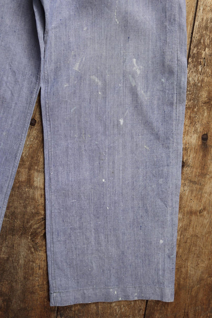 Vintage 1950s French linen trousers - military workwear - sailor pants - wide leg - fall front - 29” x 27” - Marine Nationale