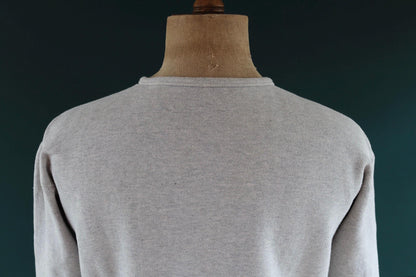 Vintage 1960s French military undershirt - army sweatshirt - Henley shirt - 43" chest