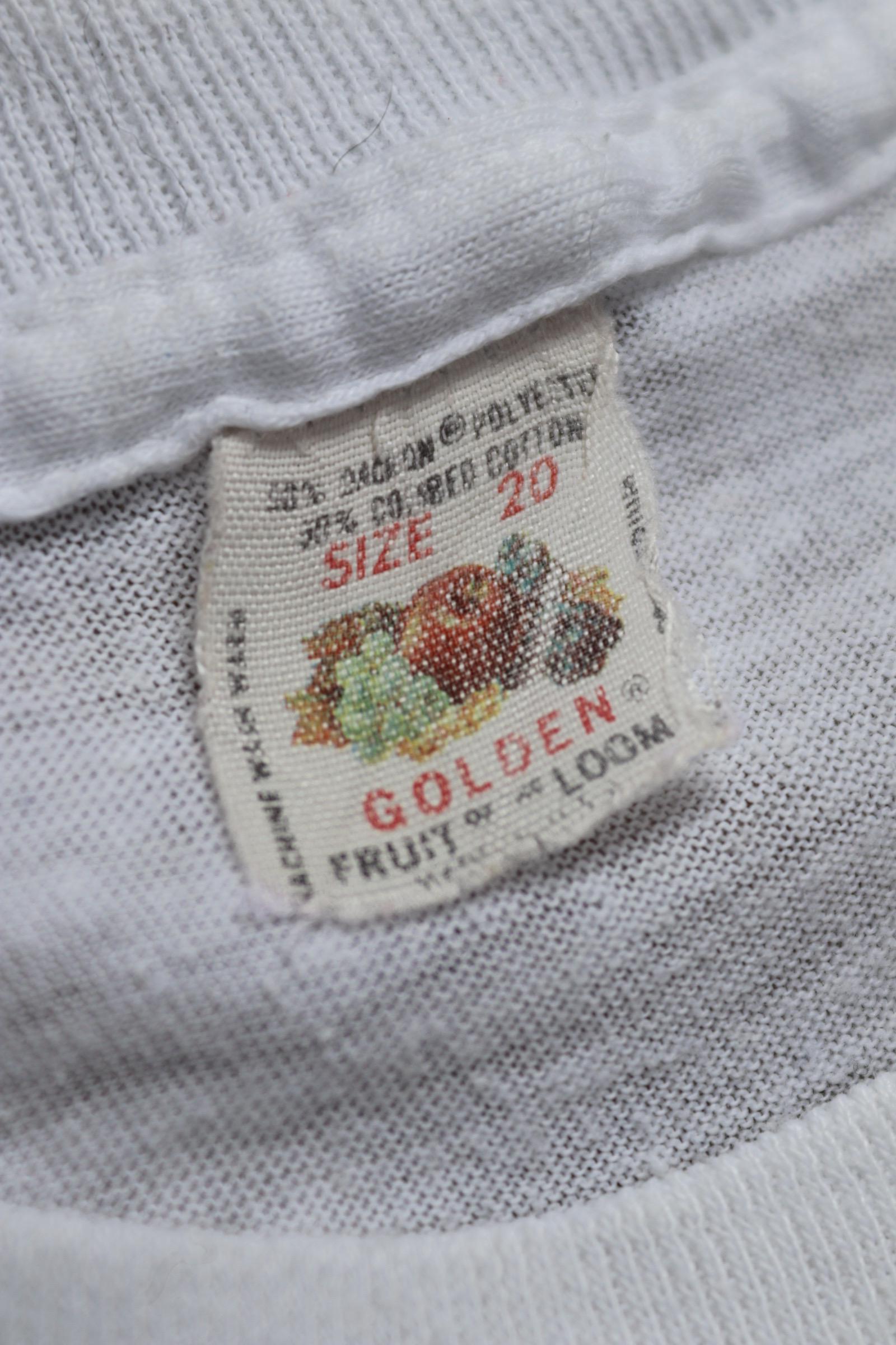 Vintage 1970s 80s camp t shirt - Fruit of the Loom white tee - 34” chest