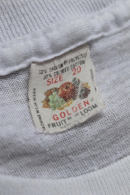 Vintage 1970s 80s camp t shirt - Fruit of the Loom white tee - 34” chest