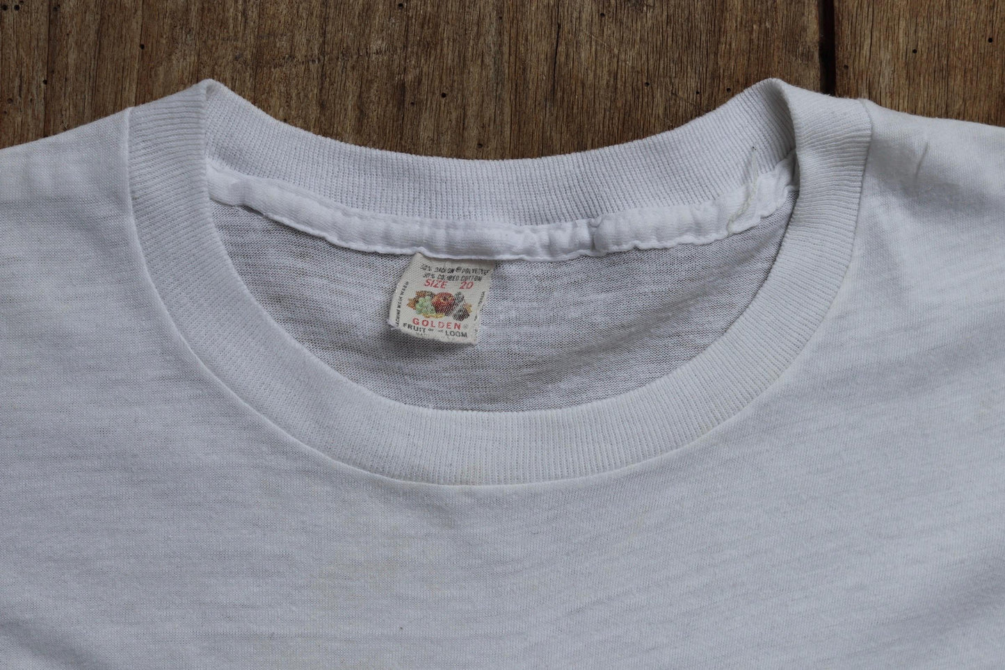 Vintage 1970s 80s camp t shirt - Fruit of the Loom white tee - 34” chest