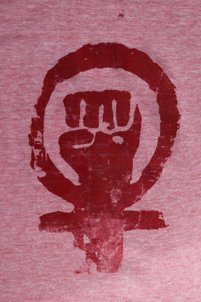 Vintage 1970s 80s pink marl t shirt - womens rights - feminist activism - 30” chest