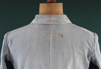 Vintage 1940s French blue workwear jacket - faded cotton twill - 41” chest - bleu de travail