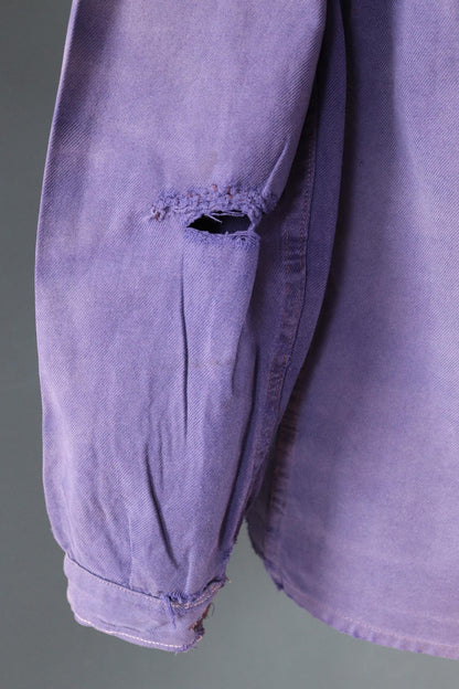 Vintage French blue workwear jacket - 1960s cotton twill - 44” chest - bleu de travail