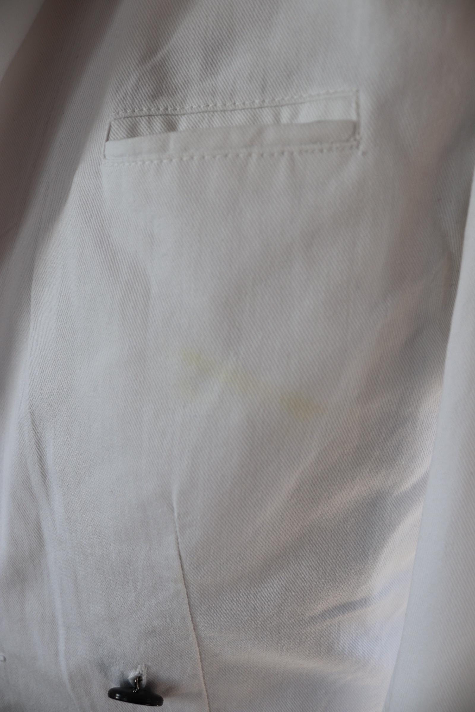 Vintage German white cotton waiters jacket - riviera style for summer - 41” chest - cropped
