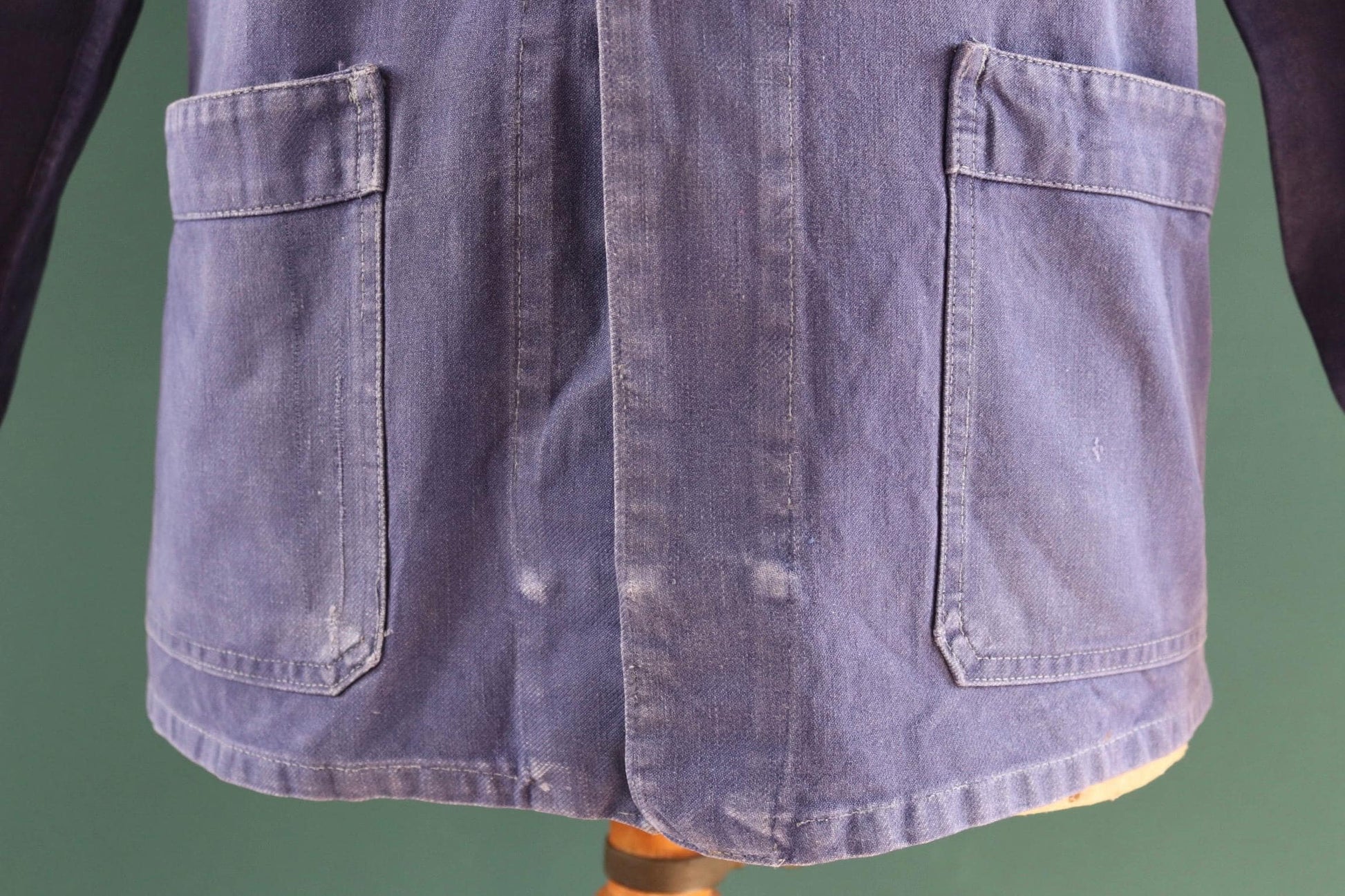 Vintage French blue workwear jacket - 1960s cotton twill - 39” chest - bleu de travail