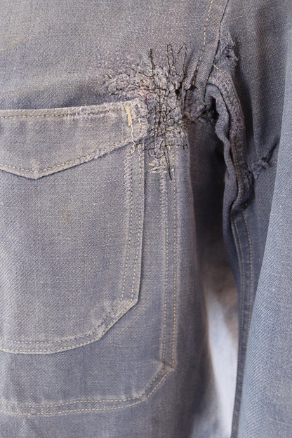 Vintage French blue workwear jacket - 1960s cotton twill - 43” chest - bleu de travail