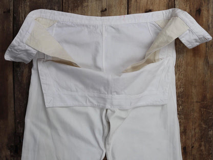 Vintage French white cotton naval trousers - 1950s 60s wide leg pants - Marine Nationale - 36” x 29” - riviera beach