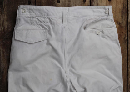 Vintage French white cotton naval trousers - 1970s wide leg pants - Marine Nationale - 32” x 31” - riviera beach