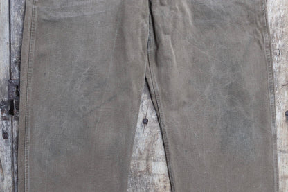 Vintage 1950s French brown cotton workwear trousers - chore pants - 36” x 26” - buckle back