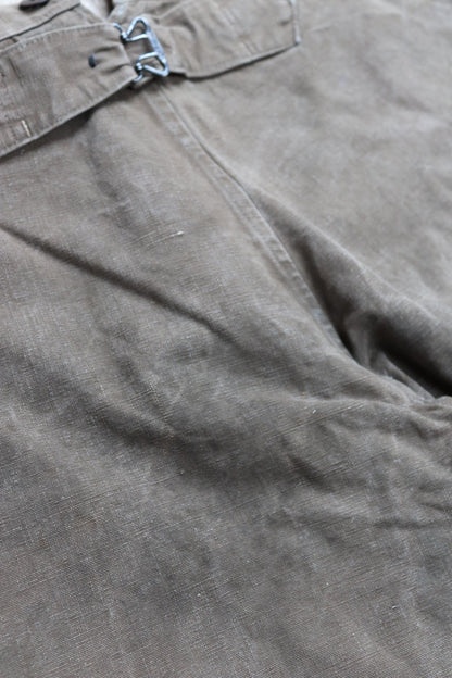 Vintage 1950s French brown cotton workwear trousers - chore pants - 36” x 26” - buckle back