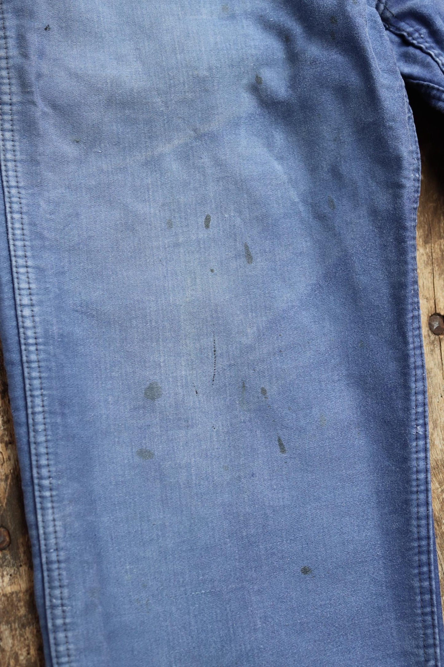 Vintage 1950s 60s French indigo blue moleskin cotton workwear trousers - chore pants - 32” x 26”