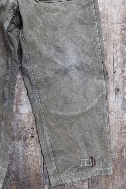 Vintage 1930s French linen M38 dispatch rider overalls - WW2 military trousers - 37” x 28”