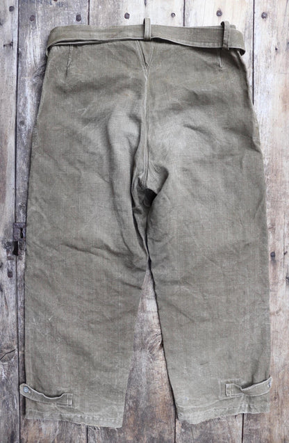 Vintage 1930s French linen M38 dispatch rider overalls - WW2 military trousers - 37” x 28”