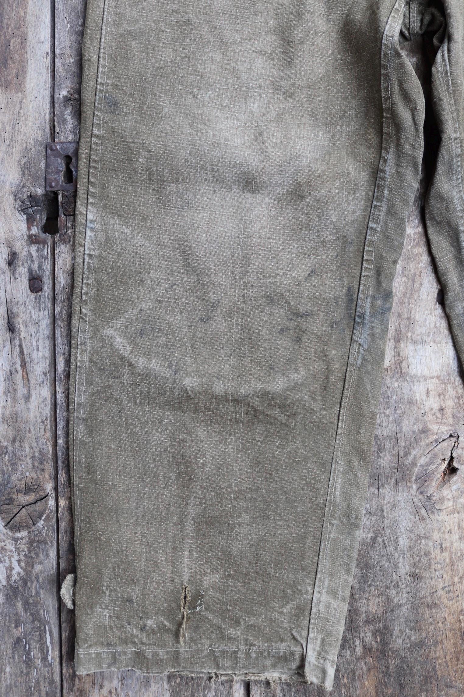 Vintage 1930s French linen M38 dispatch rider overalls - WW2 military trousers - 37” x 28”