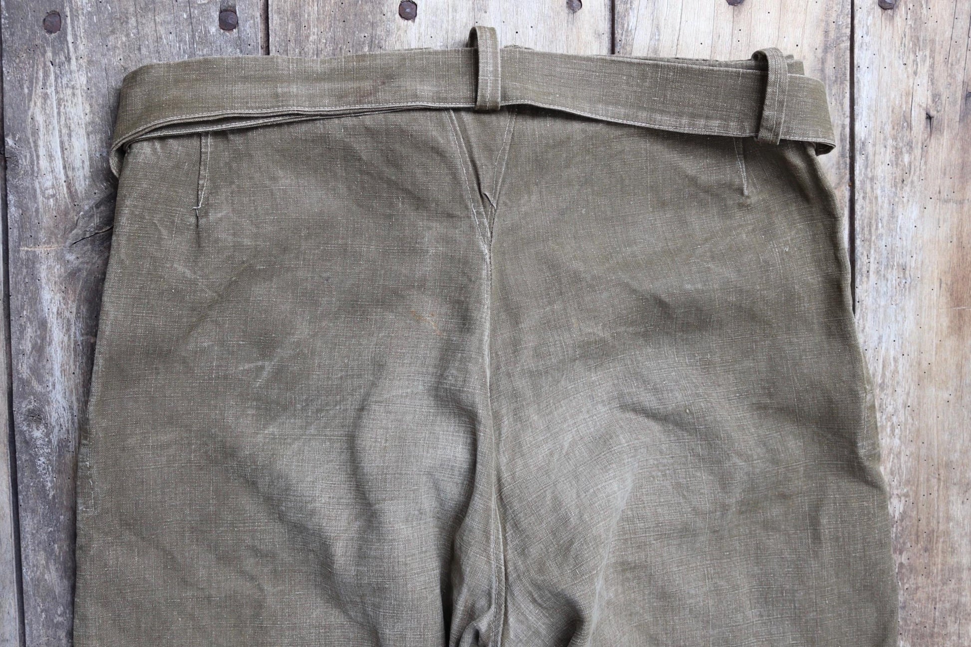 Vintage 1930s French linen M38 dispatch rider overalls - WW2 military trousers - 37” x 28”