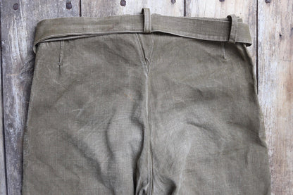 Vintage 1930s French linen M38 dispatch rider overalls - WW2 military trousers - 37” x 28”