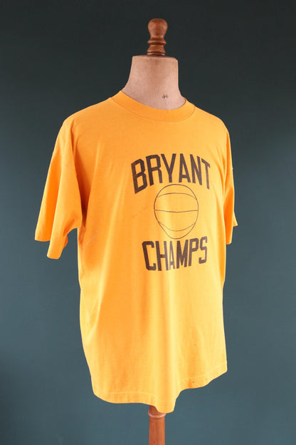 Vintage 1990s yellow basketball t shirt - single stitch - sportswear - 48” chest