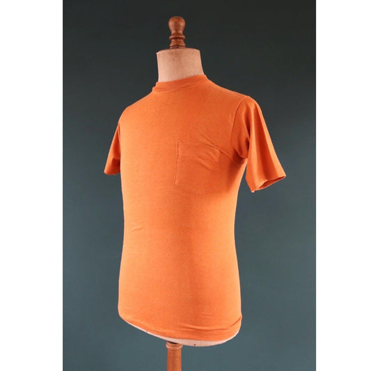 Vintage 1970s Healthknit pocket t shirt - rust orange tee - 32” chest