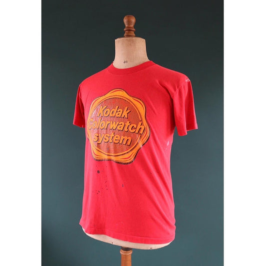 Vintage 1990s red Kodak t shirt - paint splattered - 40” chest