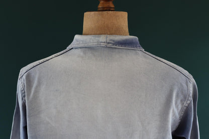 Vintage French blue workwear jacket - 1960s chore coat - 44” chest - whisker fade - bleu de travail - blue cotton twill