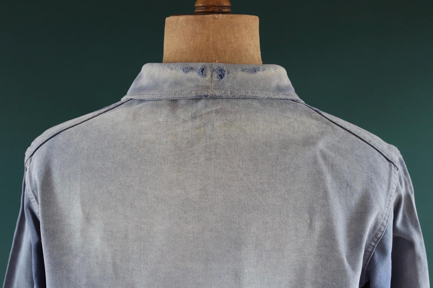 Vintage French blue workwear jacket - 1960s chore coat - 45” chest - bleu de travail - whisker fade - blue cotton twill