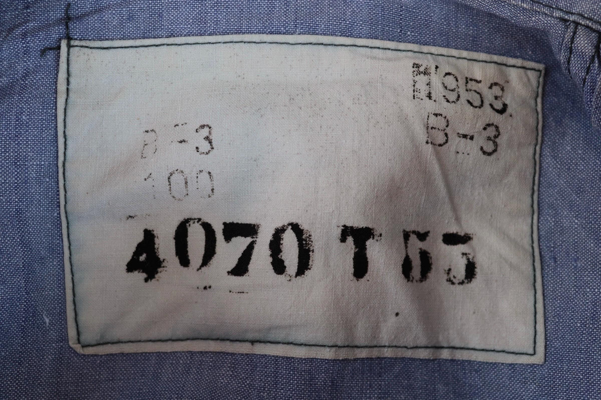Vintage French linen sailor shirt - 1950s Marine Nationale - 44" chest