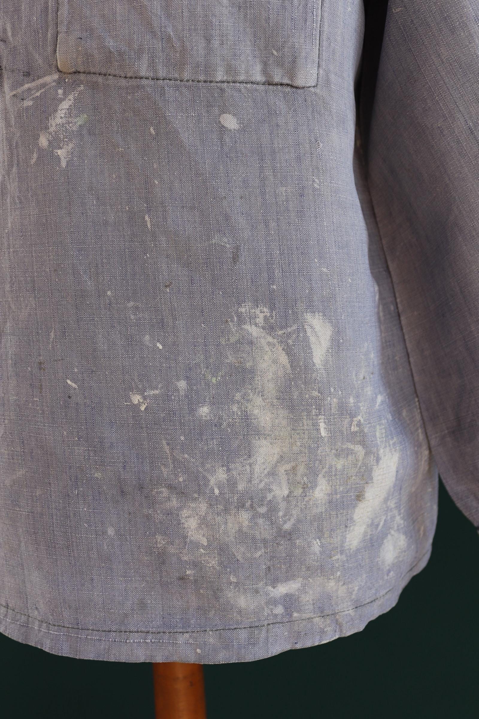 Vintage French Linen Sailor Shirt - 1950s Marine Nationale - 44" Chest