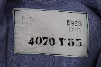 Vintage French linen shirt - 1950s Marine Nationale - Navy crackerjack bib jumper - 44” chest - military workwear - sailor top