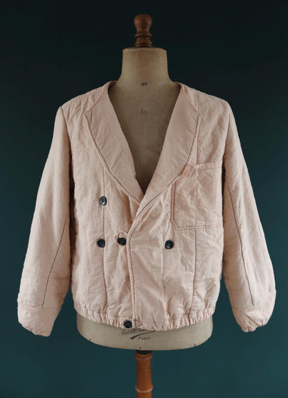 Vintage 1980s Czech army quilted jacket - tank crew liner - 48” chest - military workwear