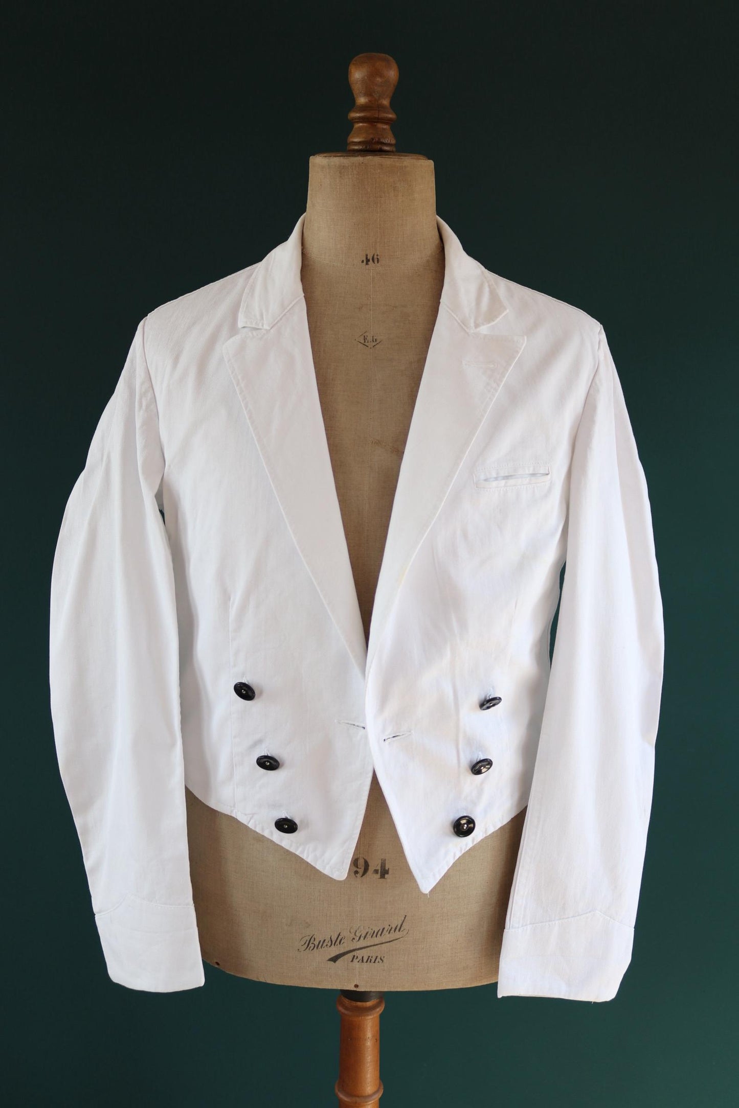 Vintage German white cotton waiters jacket - riviera style for summer - 41” chest - cropped