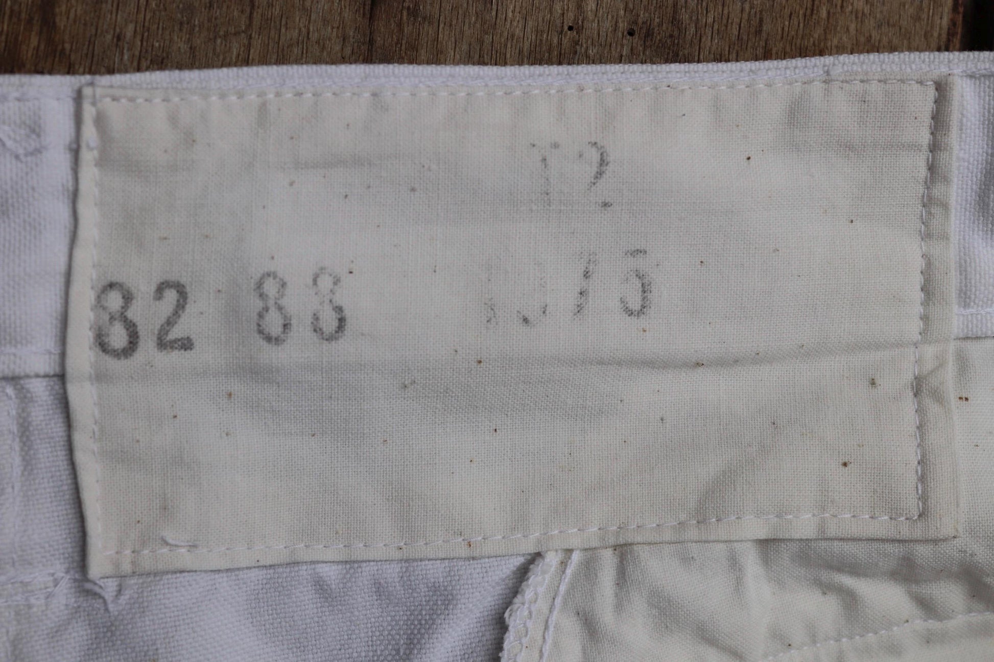 Vintage French white cotton naval trousers - 1970s wide leg pants - Marine Nationale - 33” x 31” - riviera beach