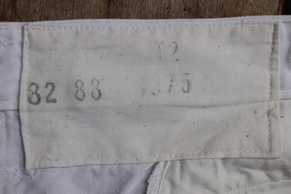 Vintage French white cotton naval trousers - 1970s wide leg pants - Marine Nationale - 33” x 31” - riviera beach