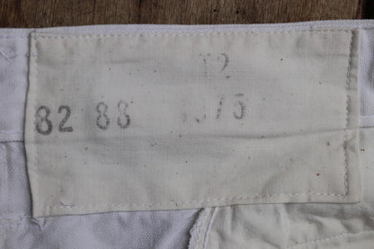 Vintage French white cotton naval trousers - 1970s wide leg pants - Marine Nationale - 33” x 31” - riviera beach