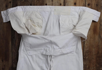 Vintage French white cotton naval trousers - 1970s wide leg pants - Marine Nationale - 32” x 31” - riviera beach