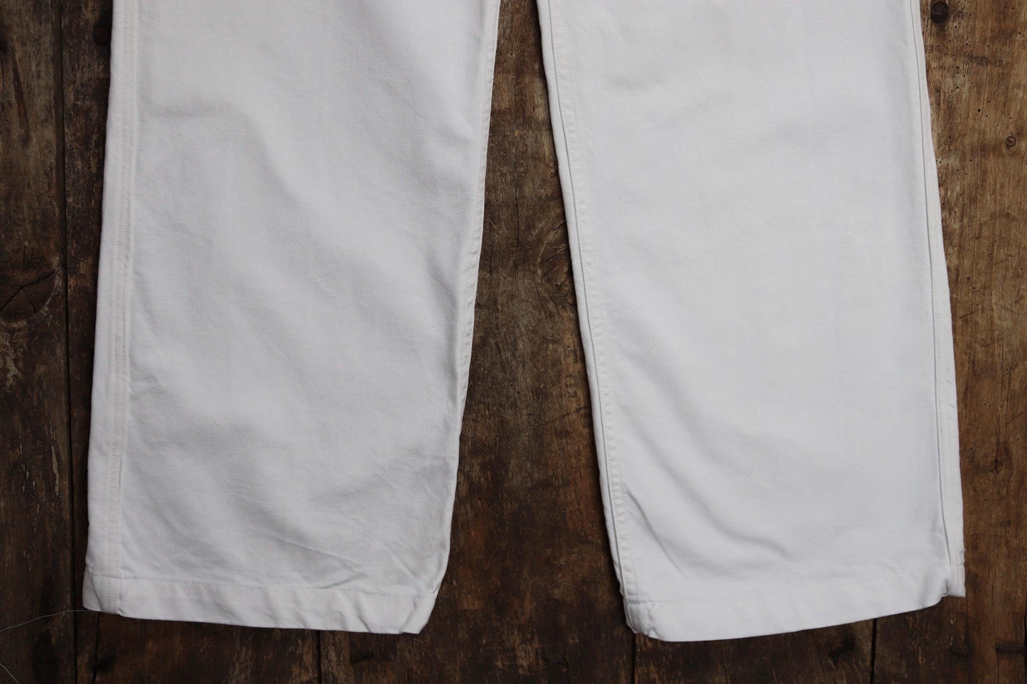 Vintage French white cotton naval trousers - 1970s wide leg pants - Marine Nationale - 32” x 31” - riviera beach