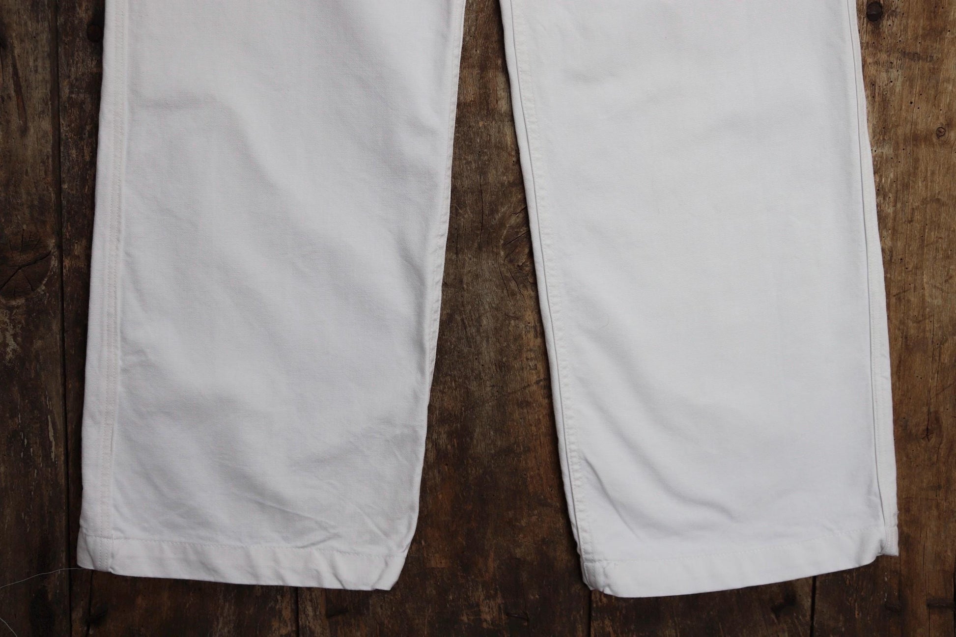Vintage French white cotton naval trousers - 1970s wide leg pants - Marine Nationale - 32” x 31” - riviera beach