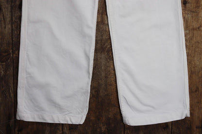 Vintage French white cotton naval trousers - 1970s wide leg pants - Marine Nationale - 32” x 31” - riviera beach