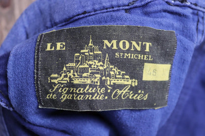 Vintage 1950s French workwear trousers - Le Mont St Michel chore pants - blue moleskin - 34” x 27”