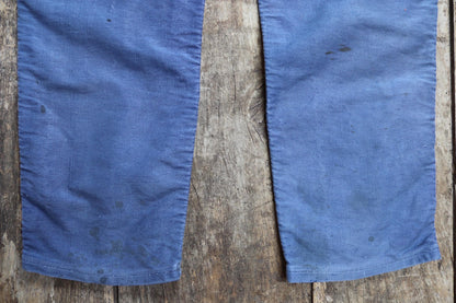 Vintage 1950s French workwear trousers - Le Mont St Michel chore pants - blue moleskin - 34” x 27”