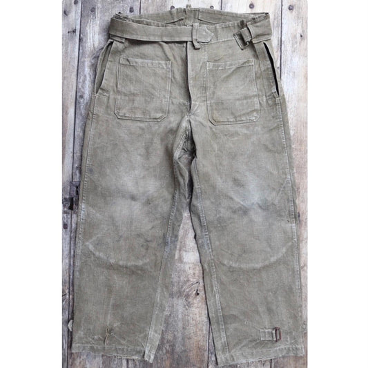 Vintage 1930s French linen M38 dispatch rider overalls - WW2 military trousers - 37” x 28”