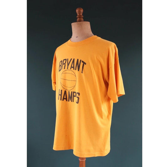 Vintage 1990s yellow basketball t shirt - single stitch - sportswear - 48” chest