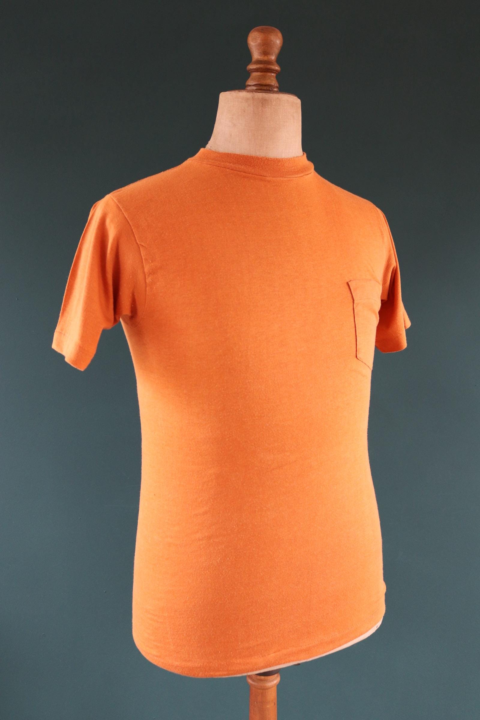 Vintage 1970s Healthknit pocket t shirt - rust orange tee - 32” chest