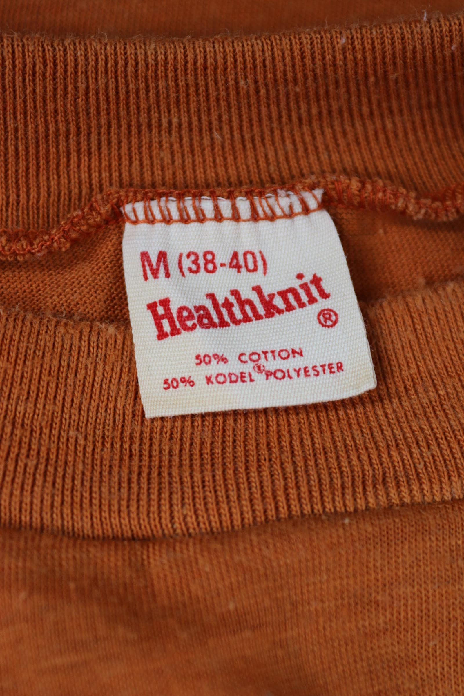 Vintage 1970s Healthknit pocket t shirt - rust orange tee - 32” chest