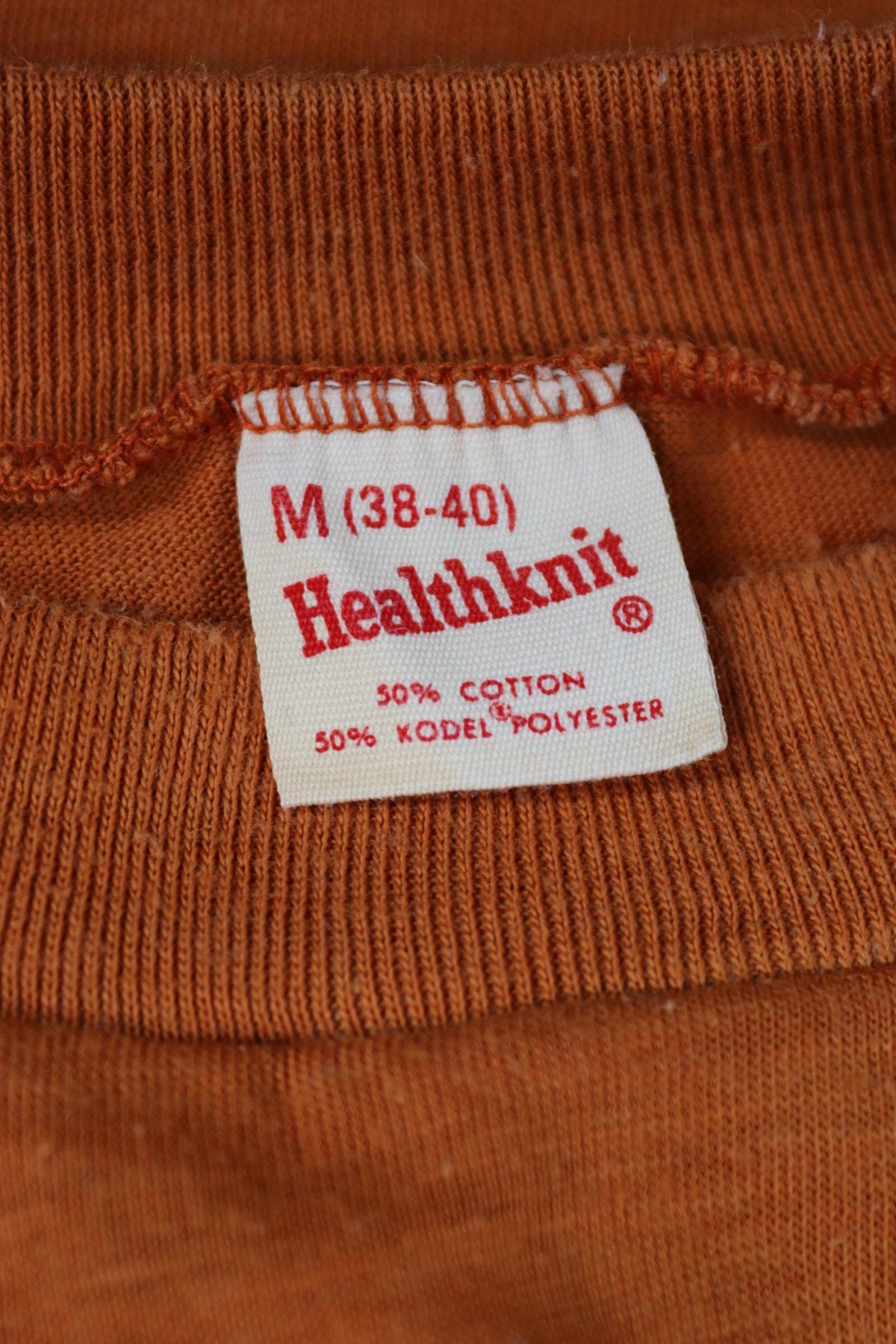 Vintage 1970s Healthknit pocket t shirt - rust orange tee - 32” chest