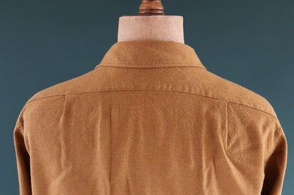 Vintage 1950s Pendleton wool shirt - plain mustard brown - Ivy League style - 47” chest