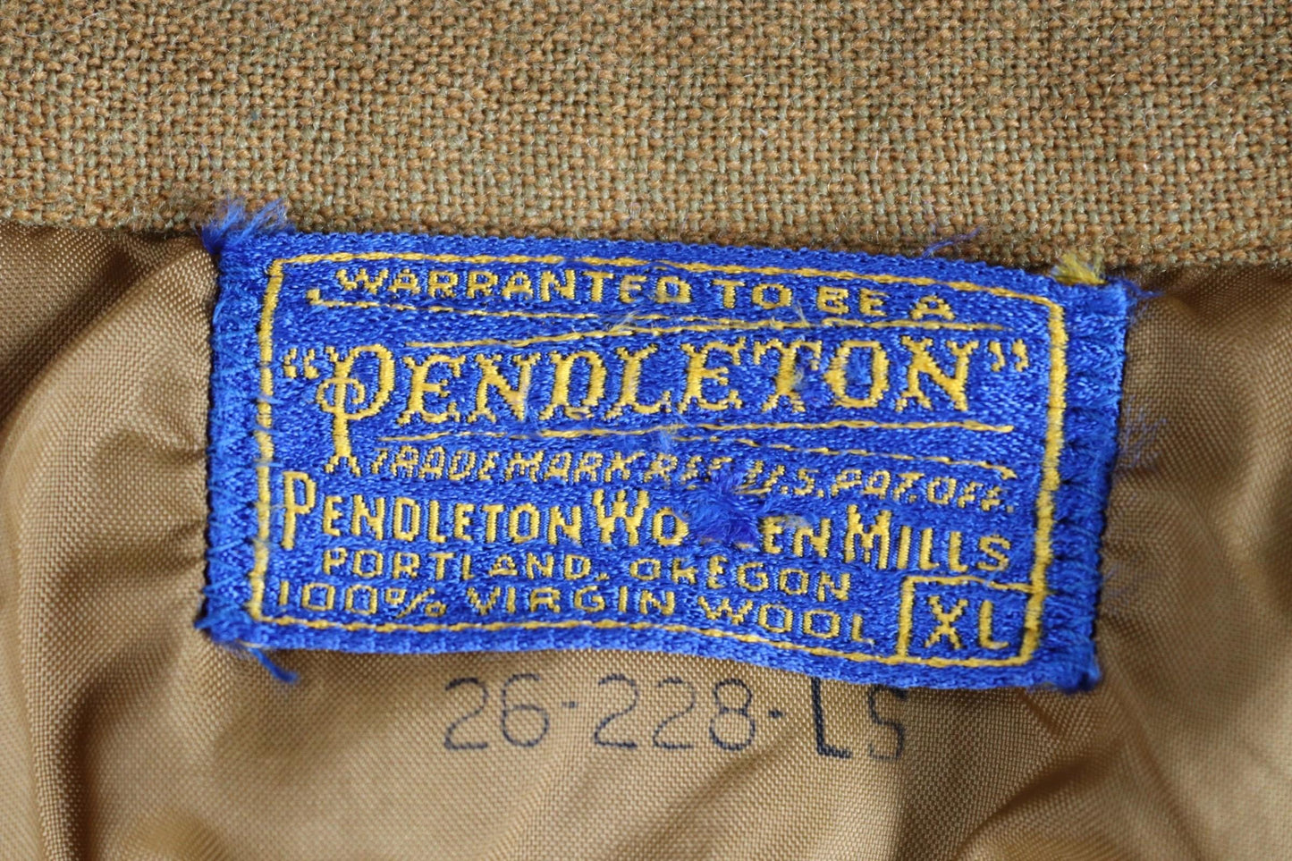 Vintage 1950s Pendleton wool shirt - plain mustard brown - Ivy League style - 47” chest