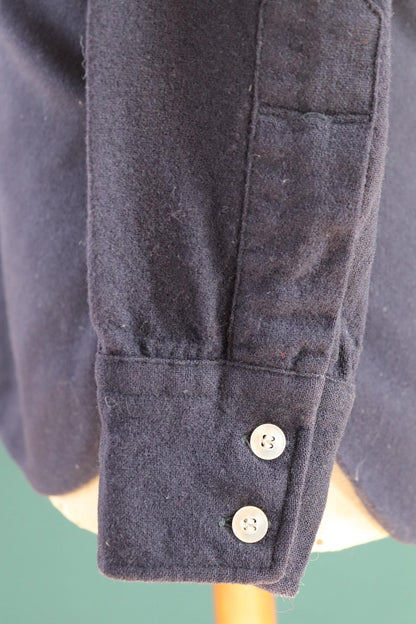 Vintage 1990s Pendleton wool shirt - plain navy blue - Western style - 40” chest