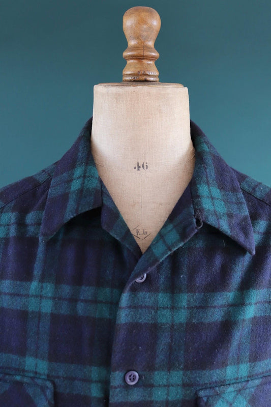 Vintage 1990s Pendleton wool board shirt - Blackwatch tartan - 56” chest